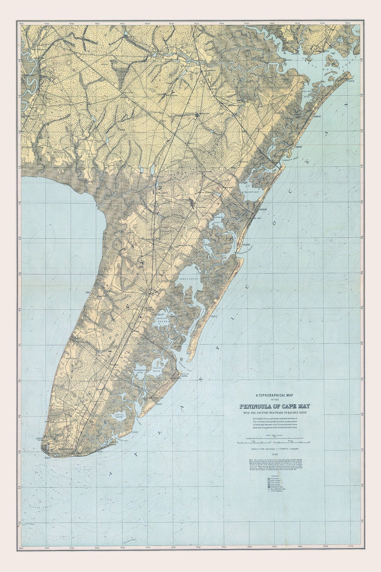 1888 Map of Cape May New Jersey