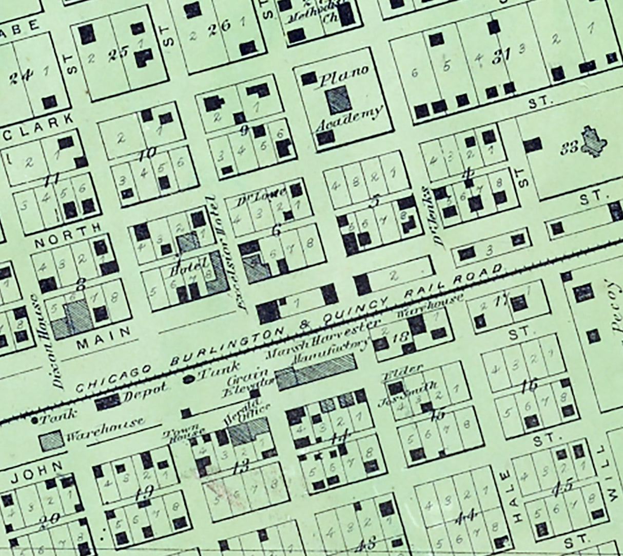 1870 Map of Plano Kendall County Illinois