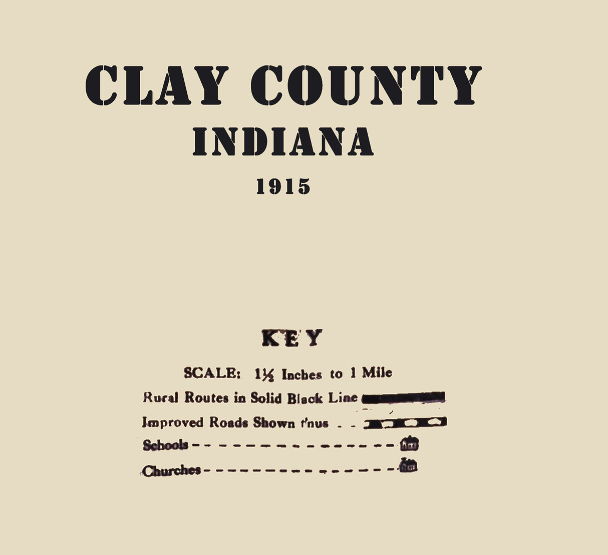 1915 Farm Line Map of Clay County Indiana