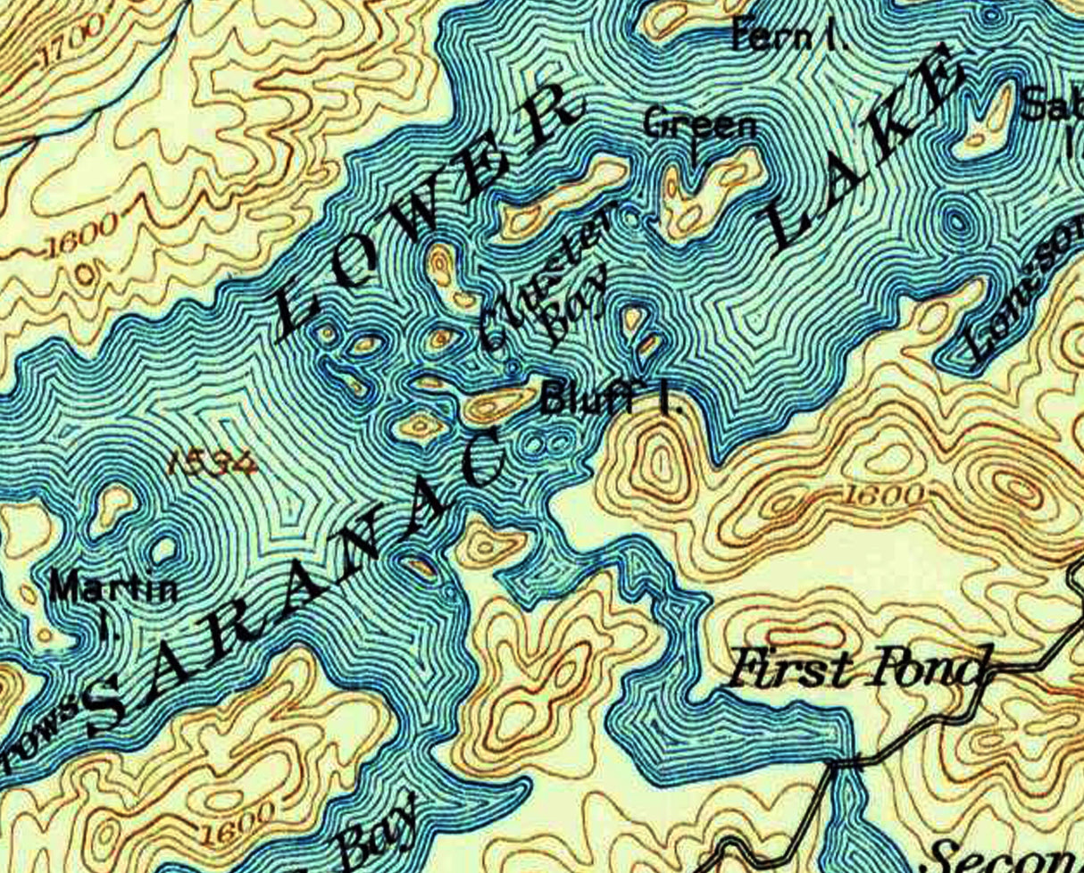1902 Map of Lower Saranac Lake New York