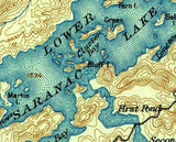 1902 Map of Lower Saranac Lake New York