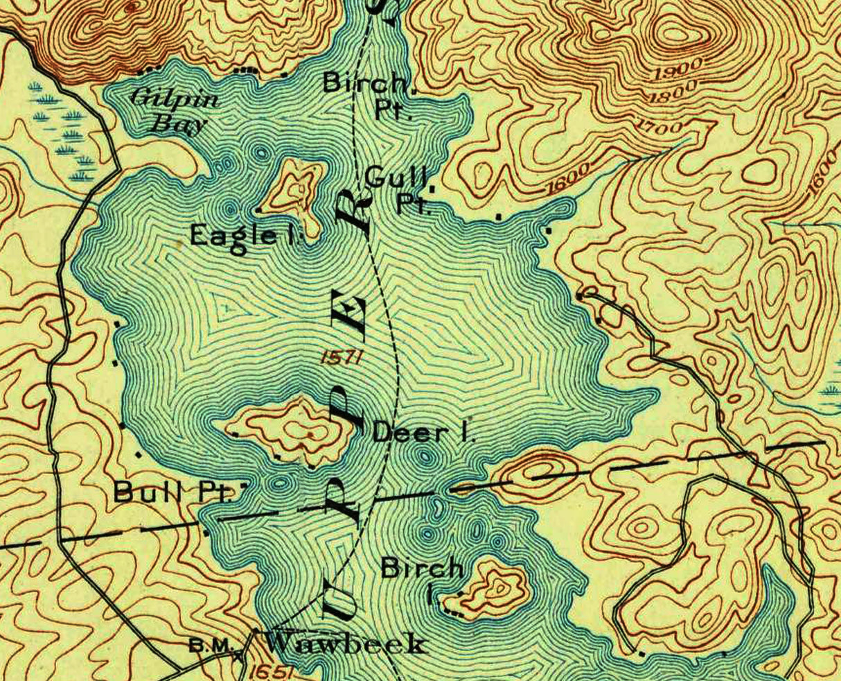 1905 Map of Upper Saranac Lake New York