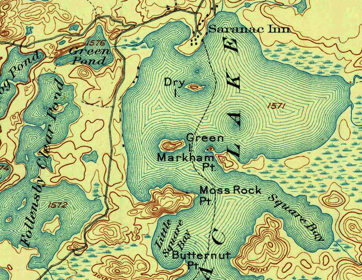 1905 Map of Upper Saranac Lake New York
