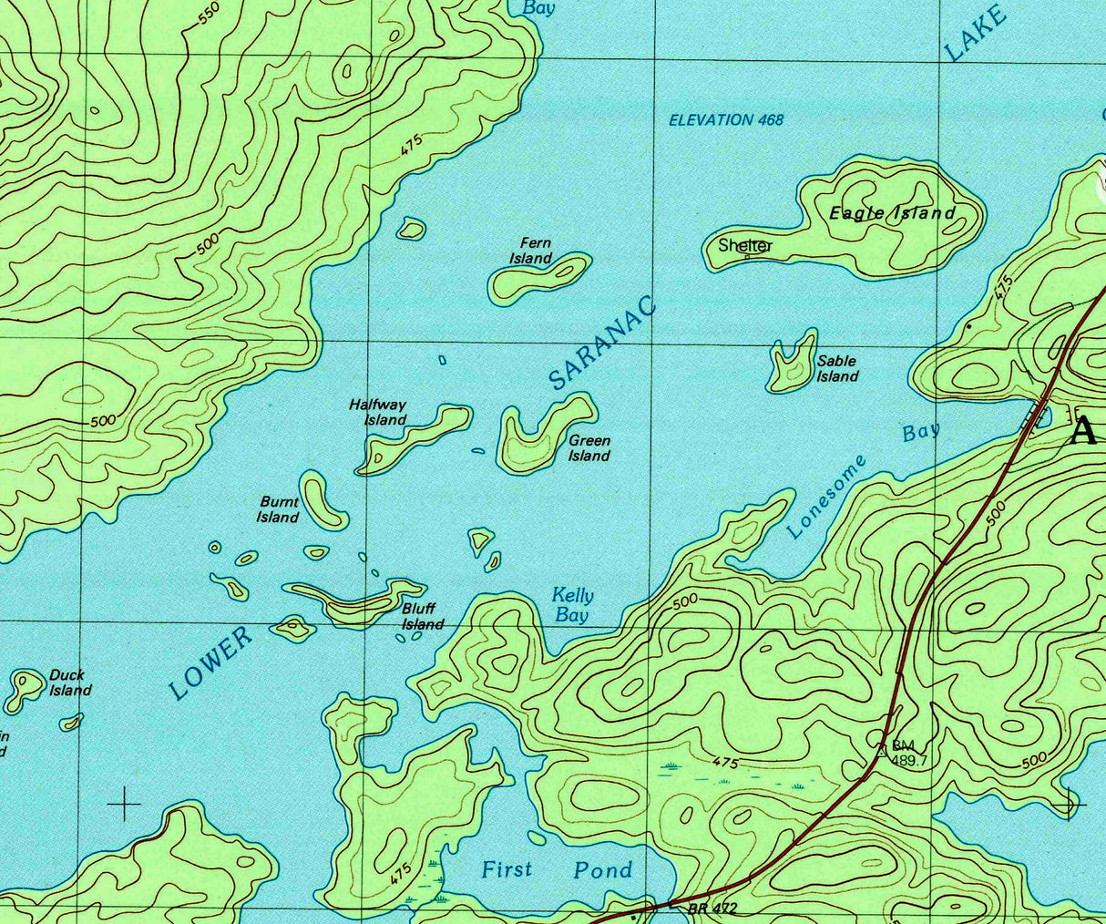 2001 Map of Lower Saranac Lake New York