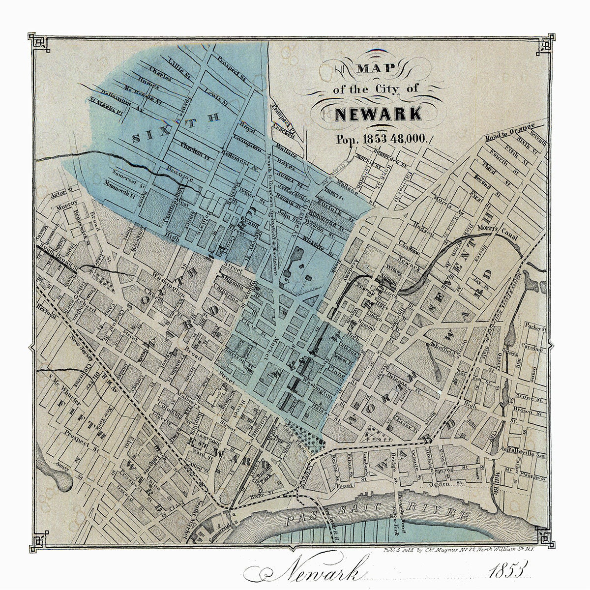 1853 Map of Newark New Jersey