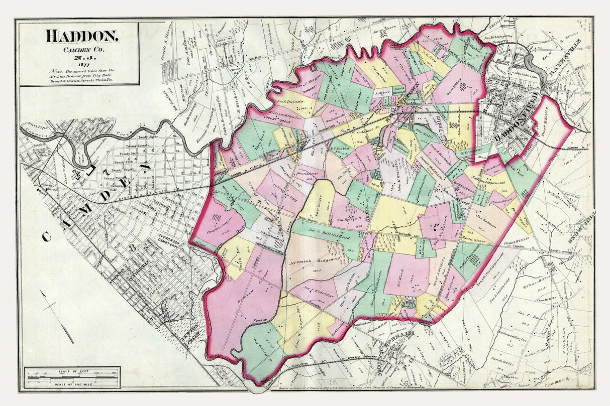 1877 Map of Haddon Camden County New Jersey