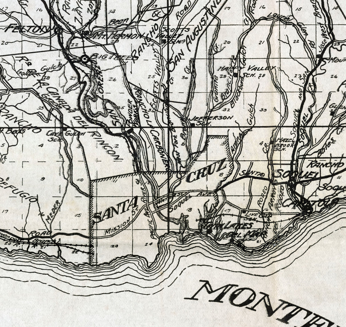 1913 Map of Santa Cruz County California