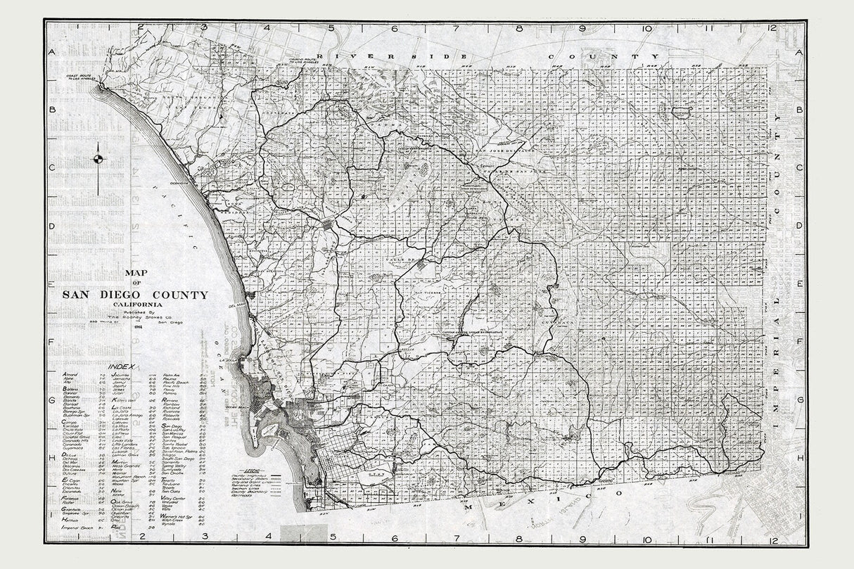 1914 Map of San Diego County California