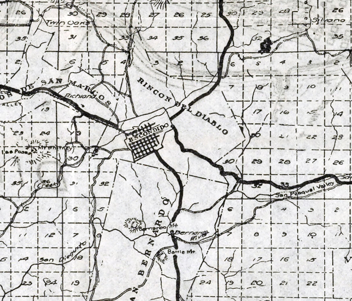 1914 Map of San Diego County California