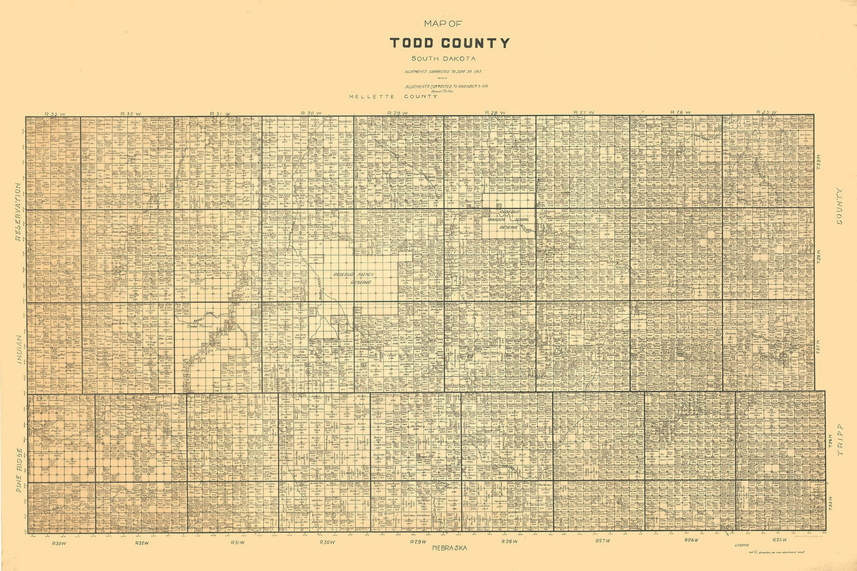 1915 Map of Todd County South Dakota