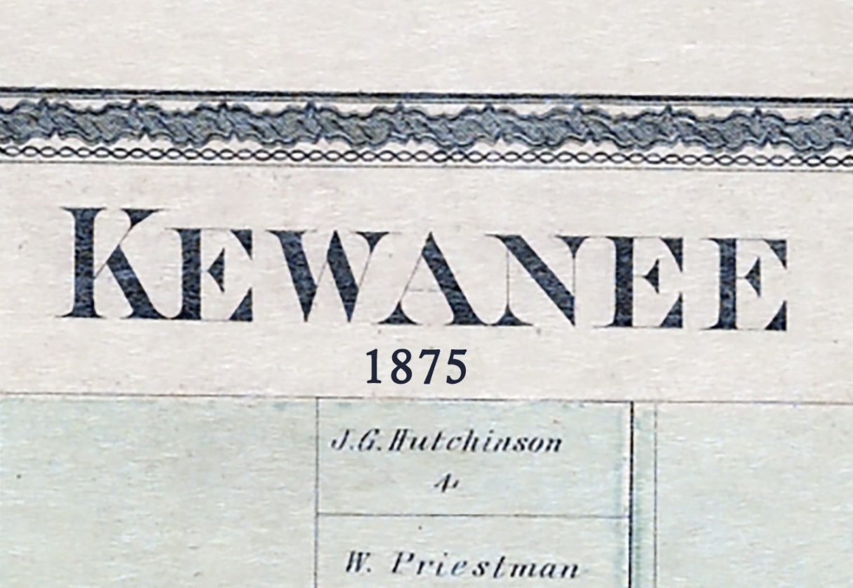 1875 Map of Kewanee Henry County Illinois