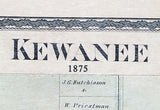 1875 Map of Kewanee Henry County Illinois