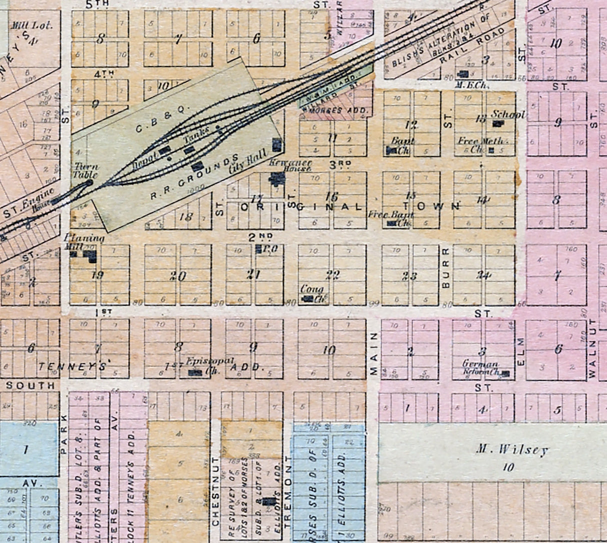 1875 Map of Kewanee Henry County Illinois