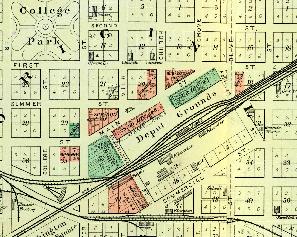 1893 Map of Galva Henry County Illinois