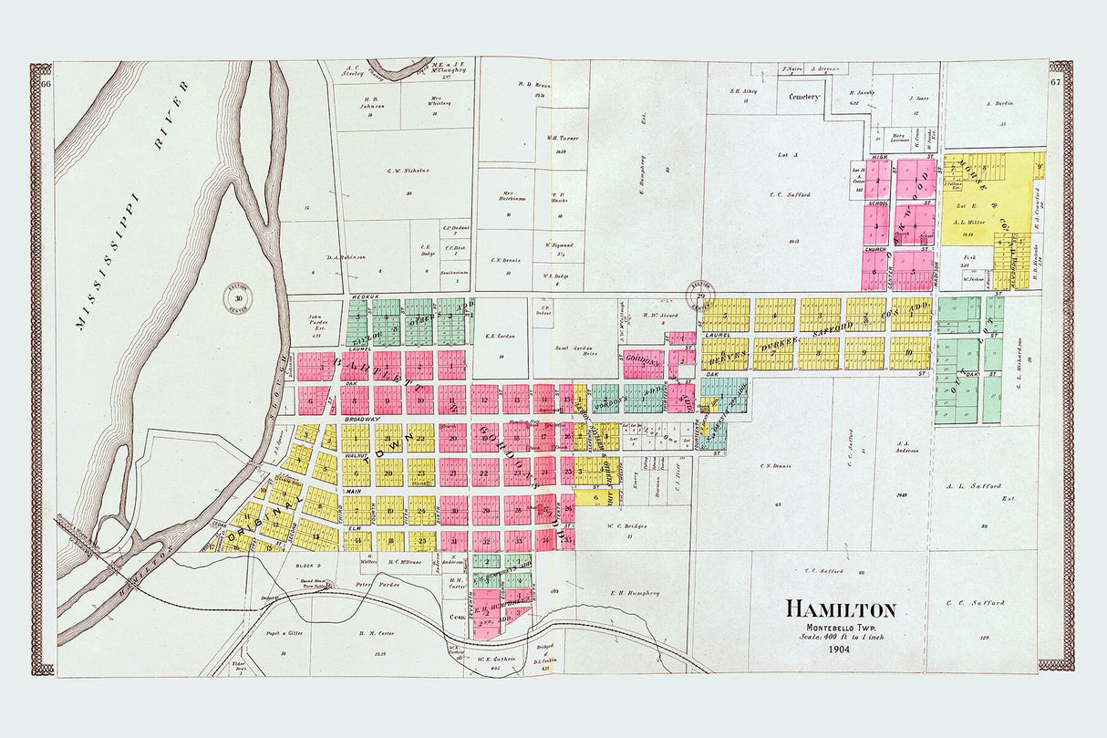1904 Map of Hamilton Hancock County Illinois