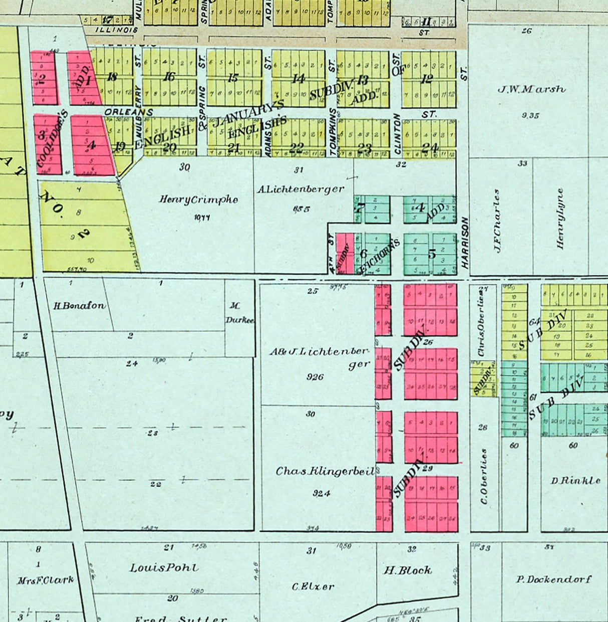 1904 Map of Warsaw Hancock County Illinois
