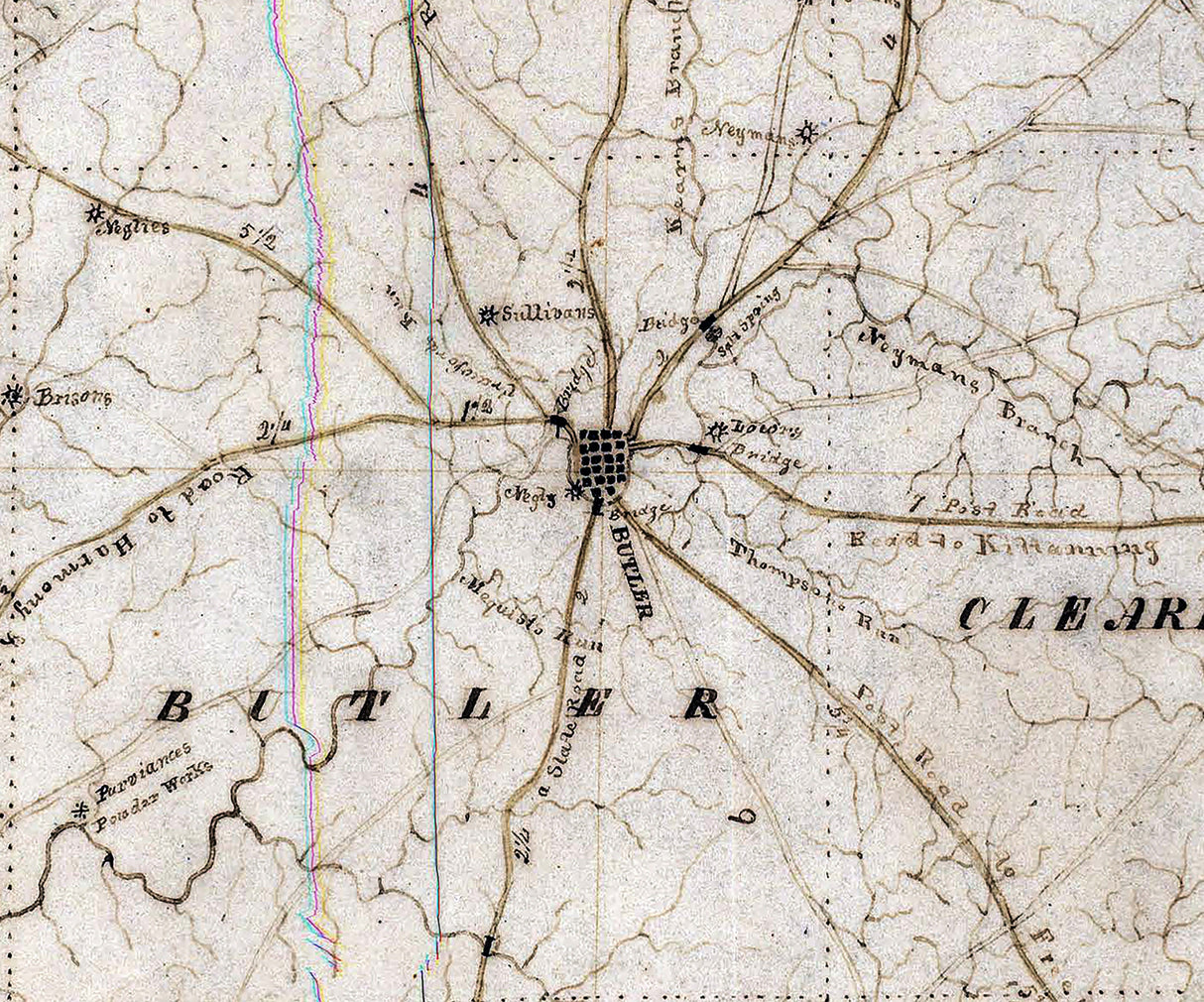 1817 Map of Butler County Pennsylvania