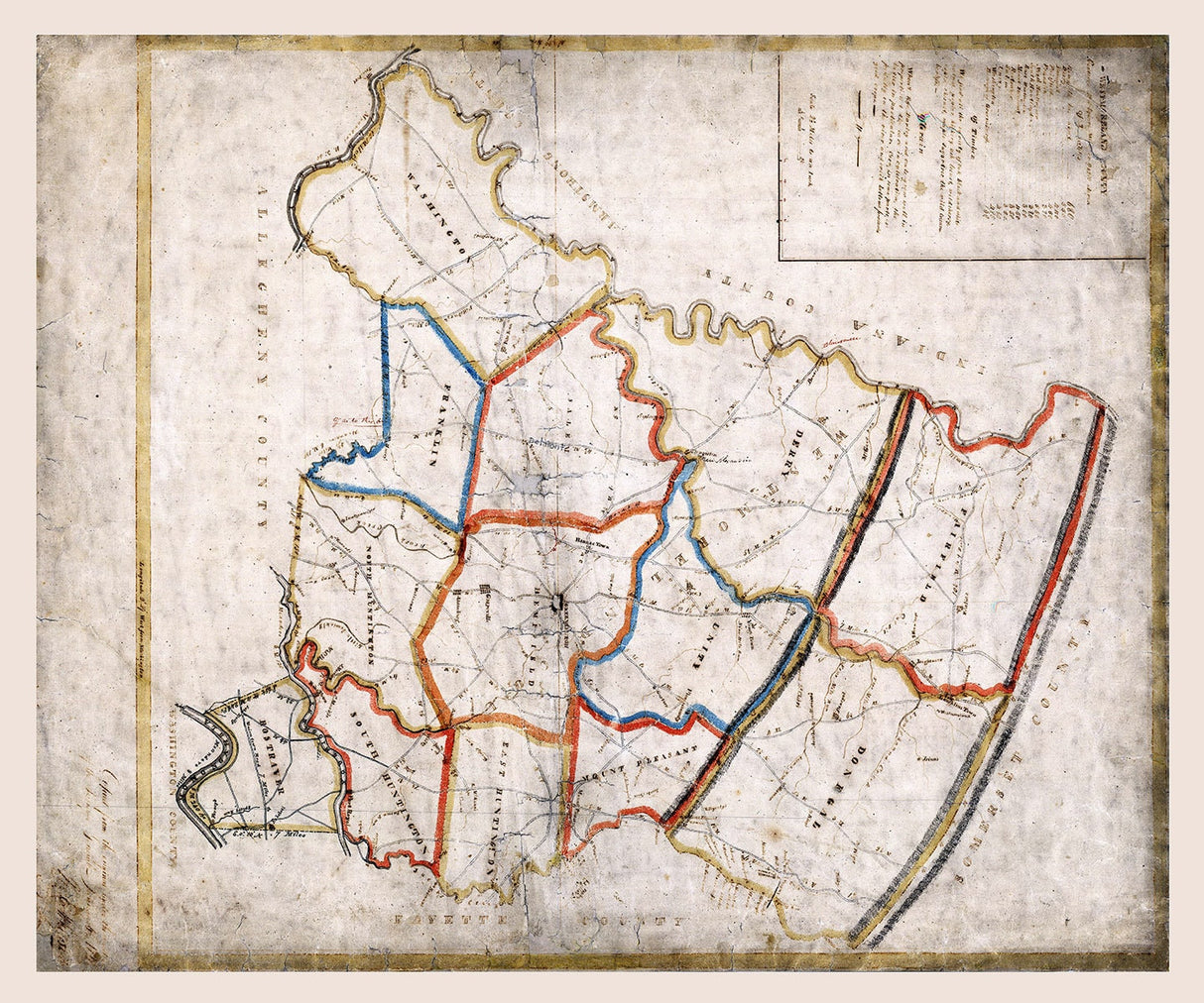 1817 Map of Westmoreland County Pennsylvania