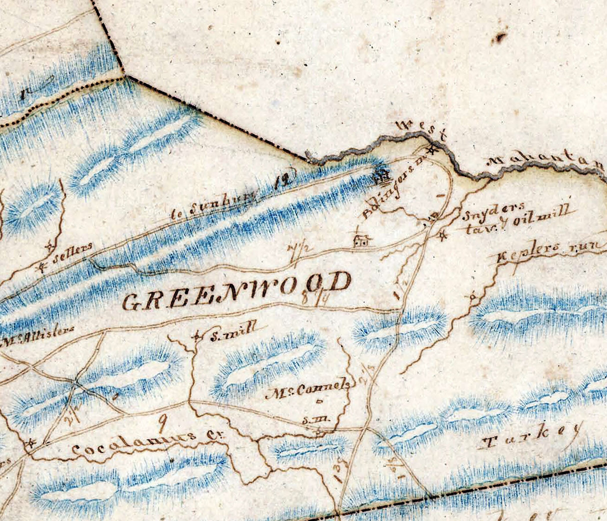 1816 Map of Mifflin County Pennsylvania