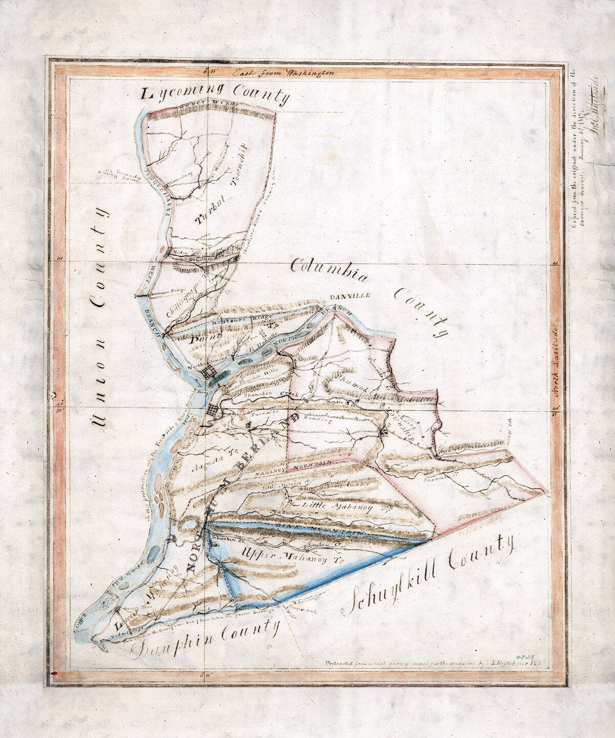 1817 Map of Northumberland County Pennsylvania