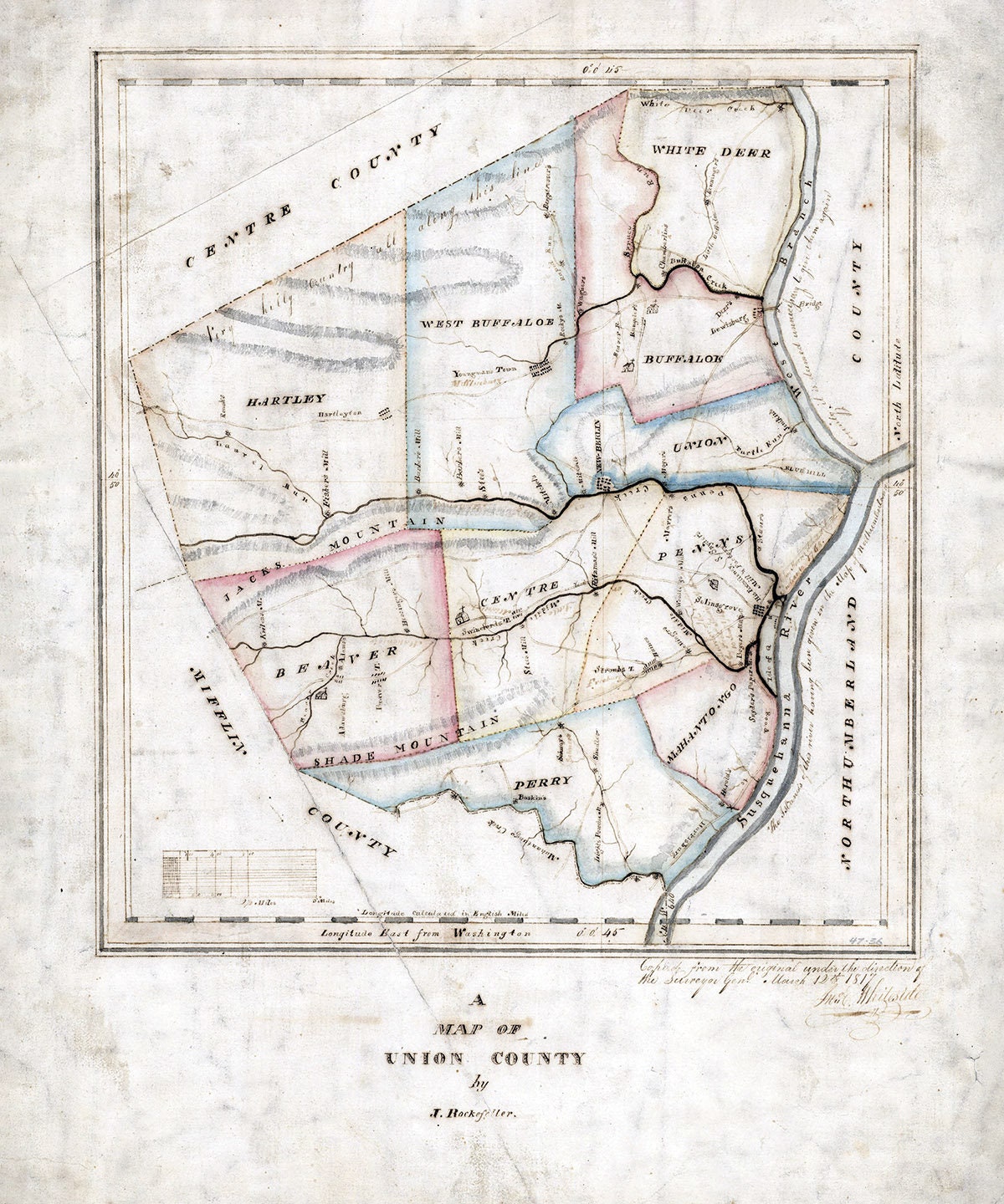 1817 Map of Union County Pennsylvania