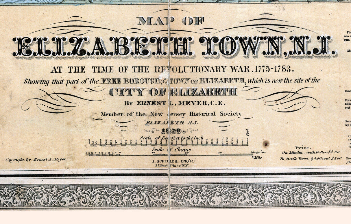 1879 Map of Elizabeth Town New Jersey