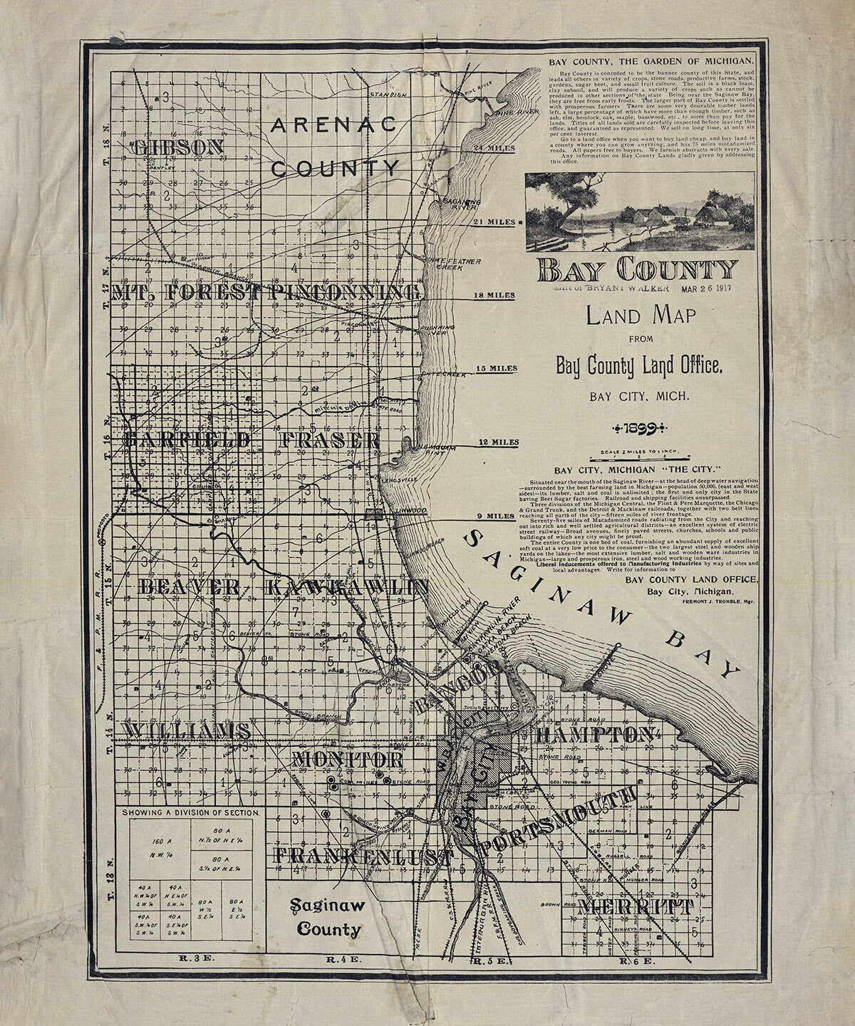 1899 Map of Bay County Michigan