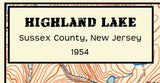 1954 Map of Highland Lake New Jersey