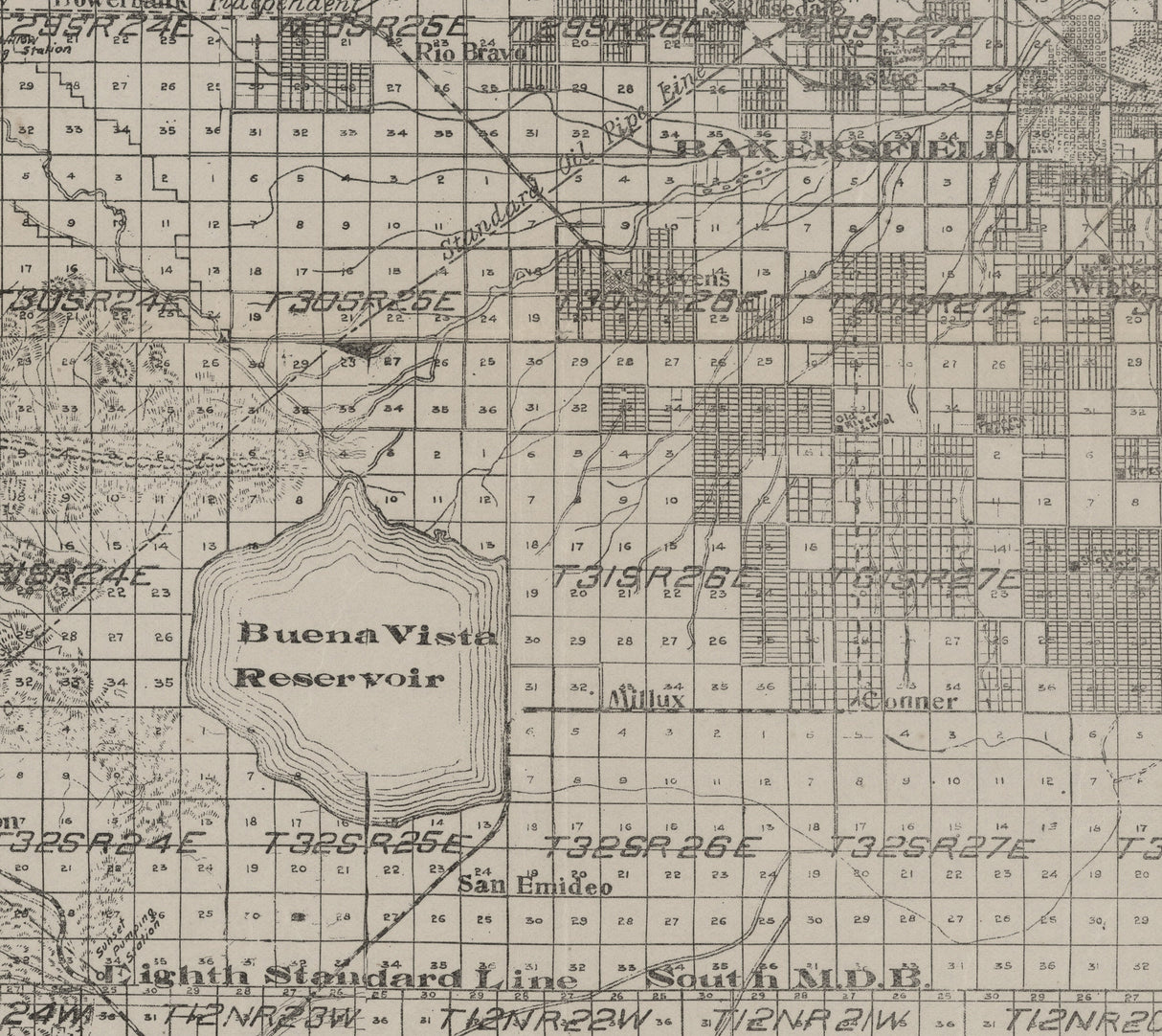 1911 Map of Kern County California