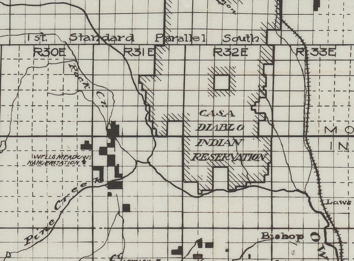 1915 Map of Indian Lands Inyo County California