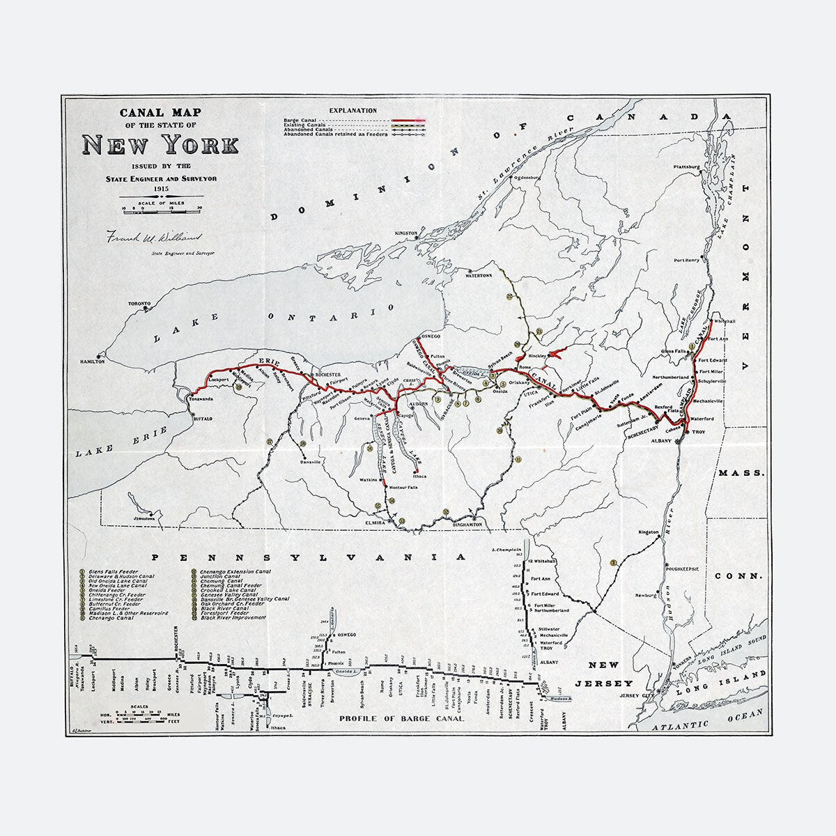 1915 Map of New York Canal System