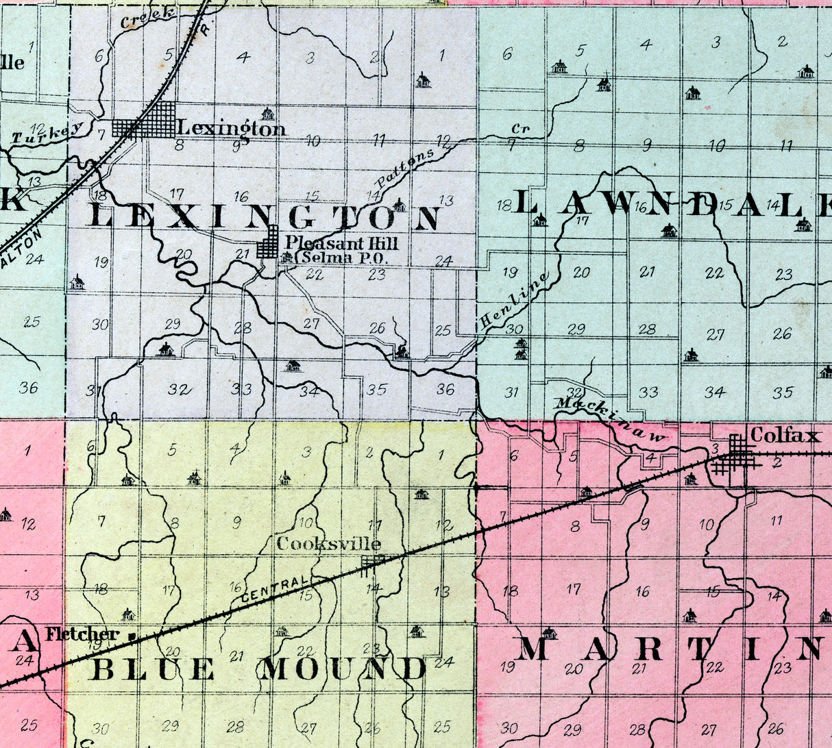 1894 Map of McLean County Illinois