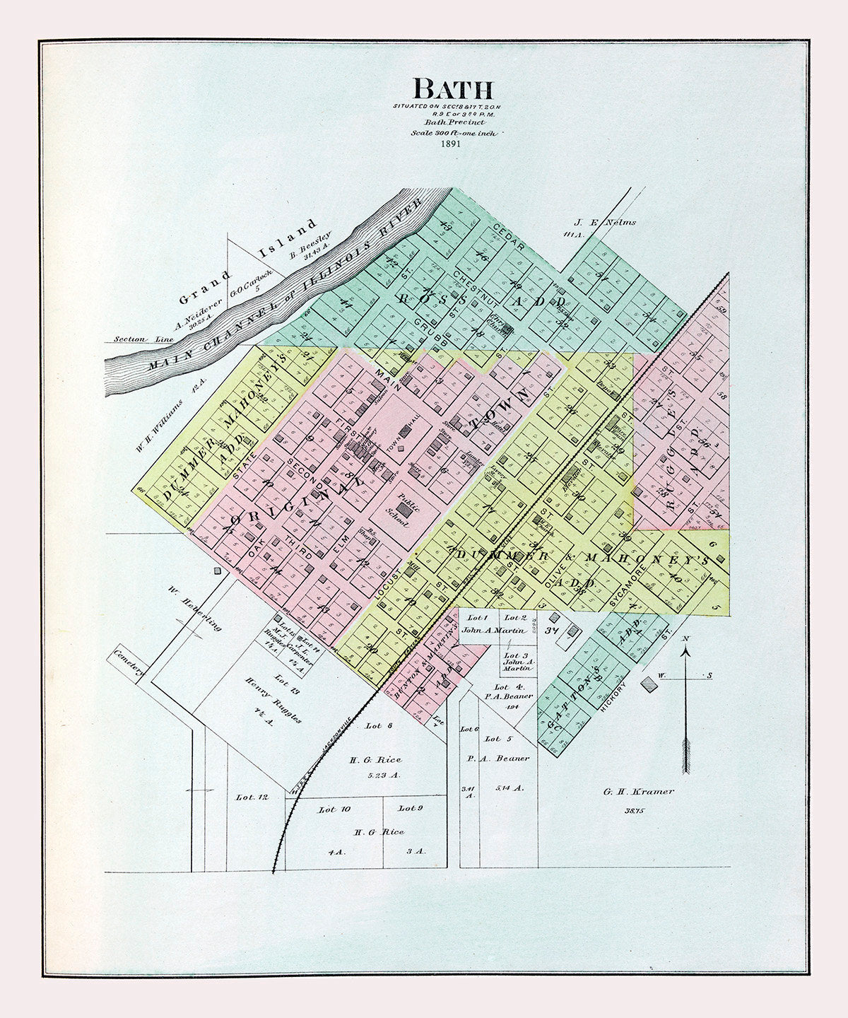 1891 Map of Bath Mason County Illinois