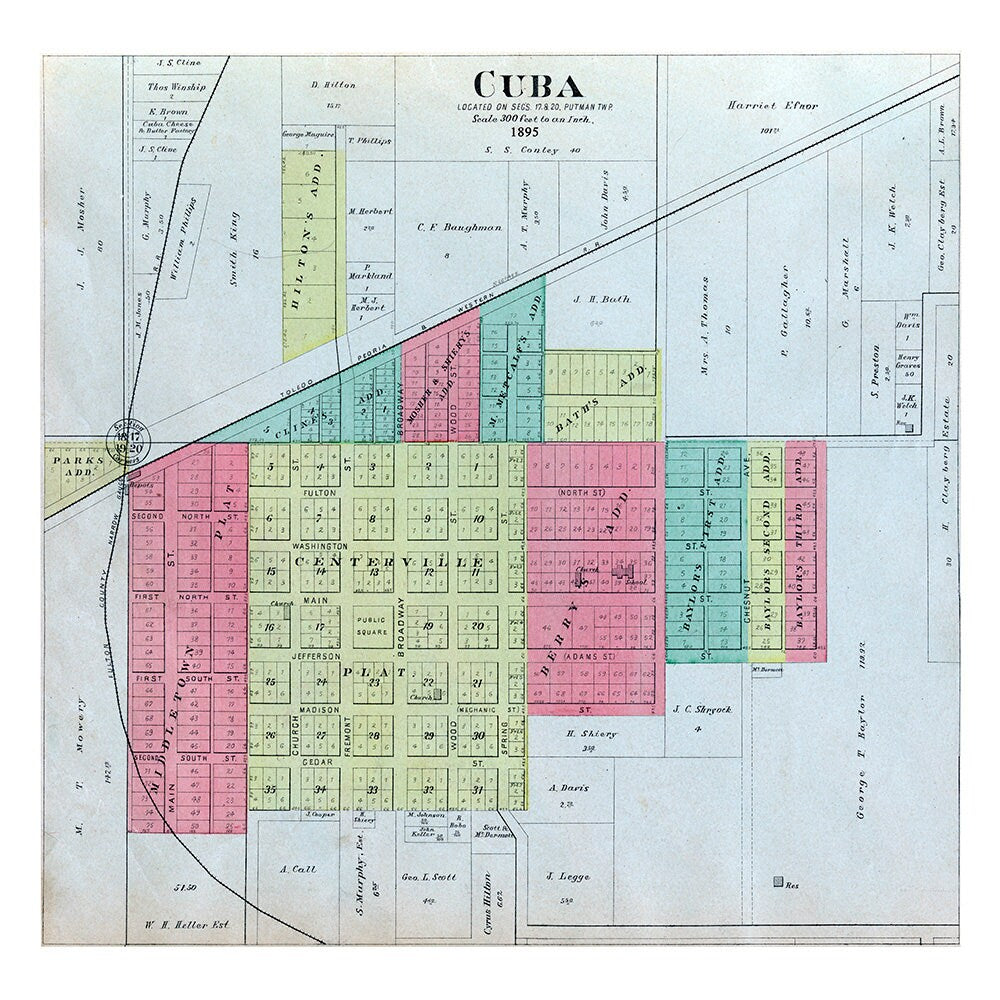1895 Map of Cuba Fulton County Illinois