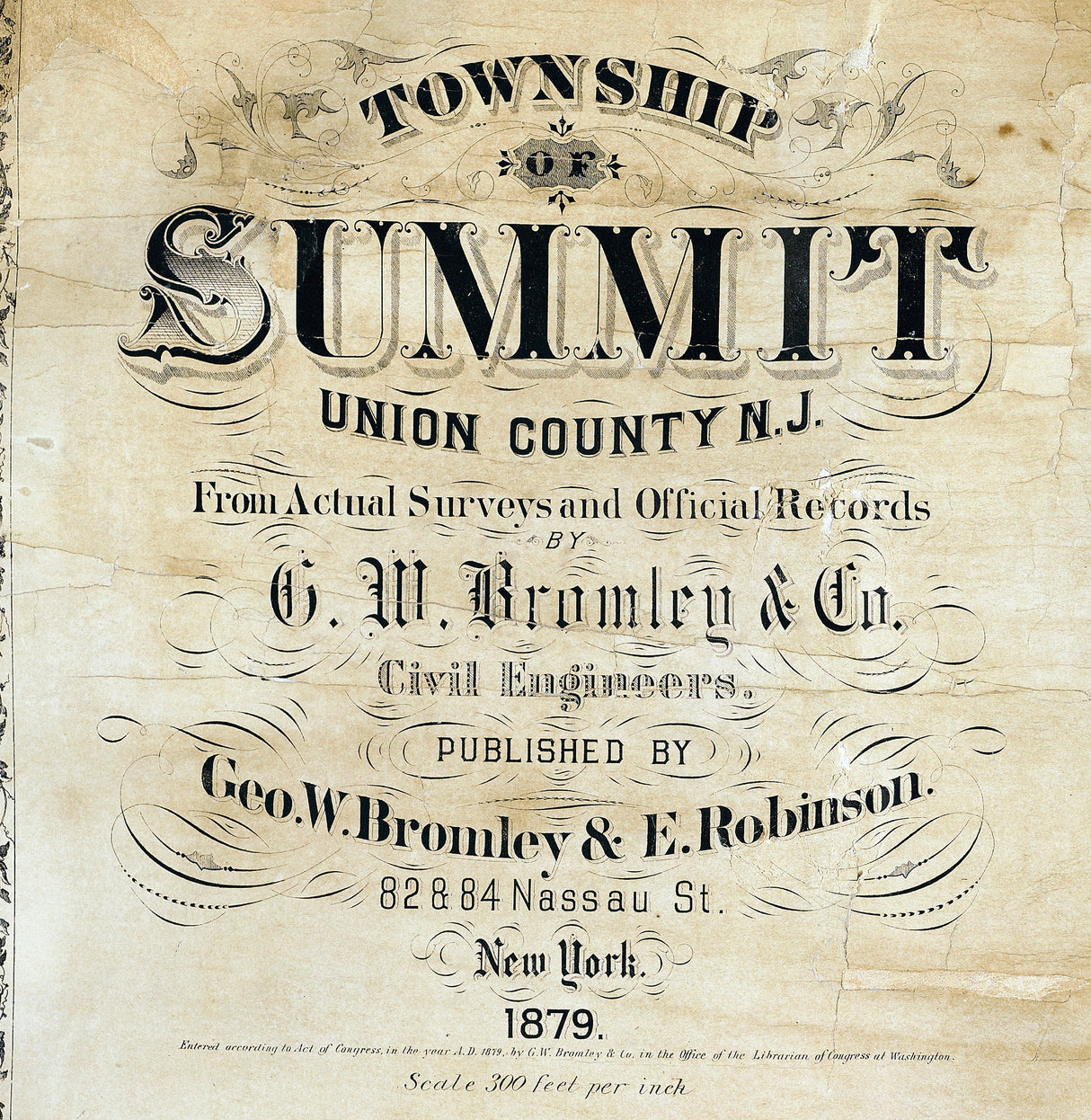 1879 Map of Summit Township Union County New Jersey