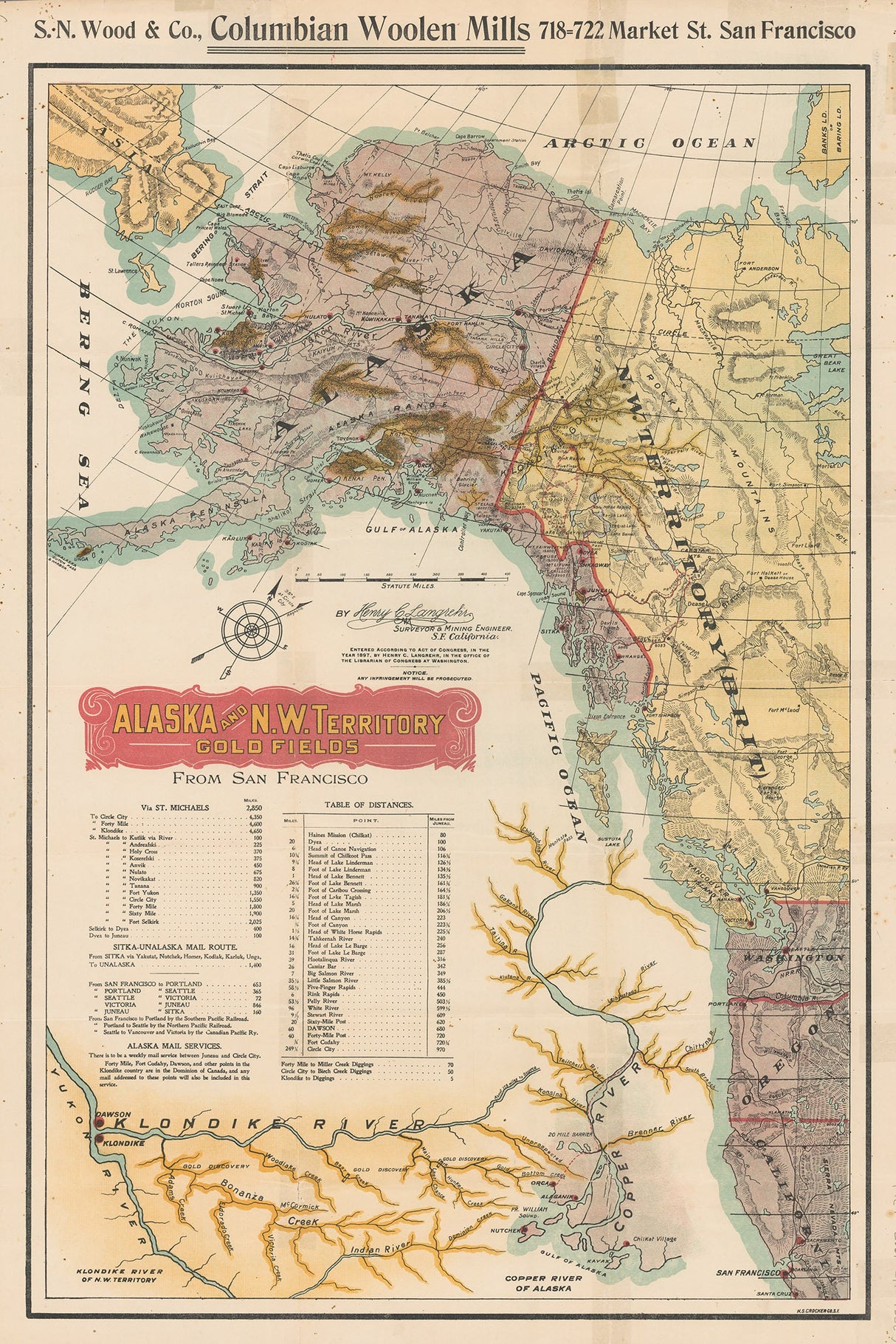 1897 Map of Alaska and North West Territory Gold Fields