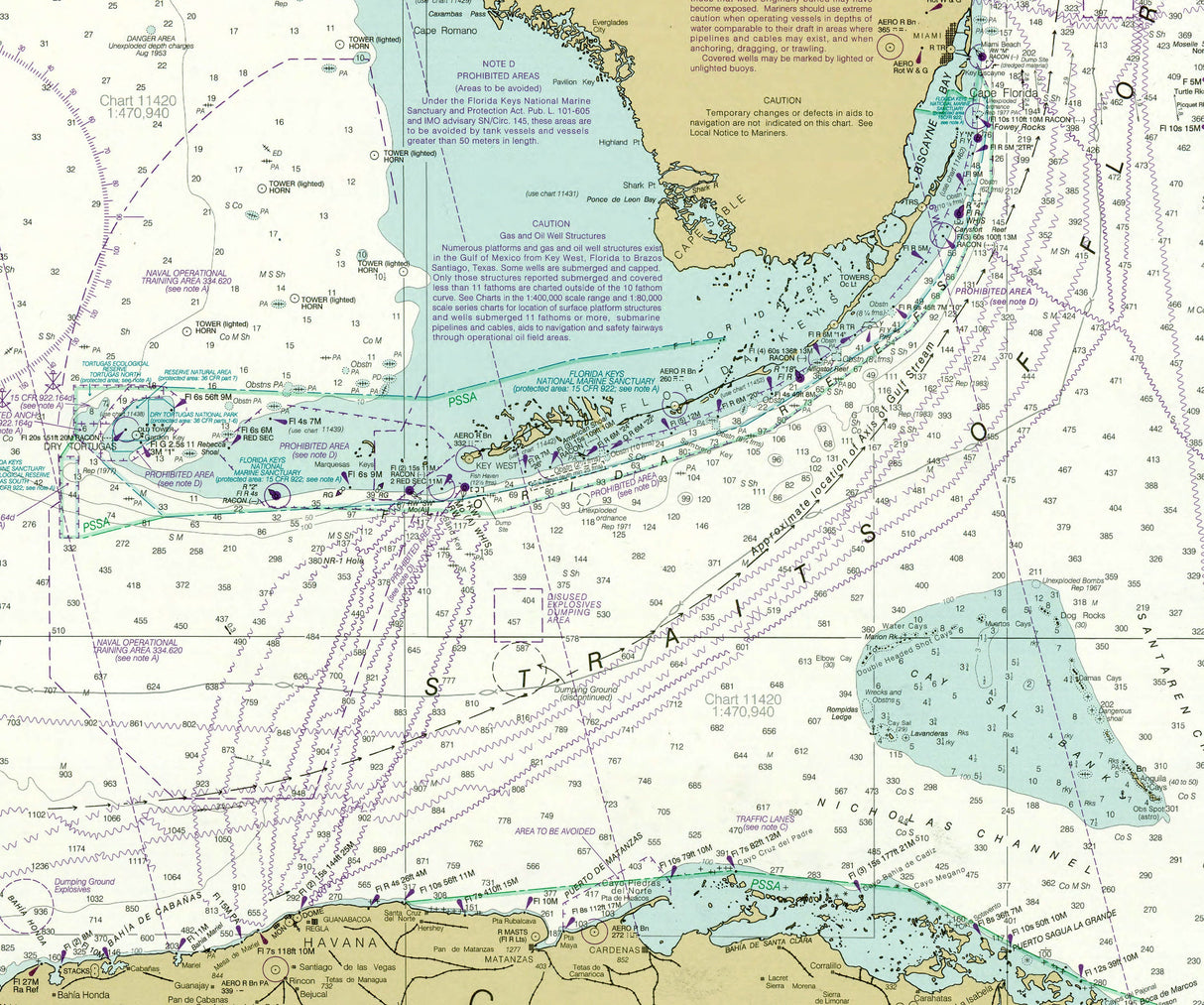 2012 Nautical Chart of the Straits of Florida