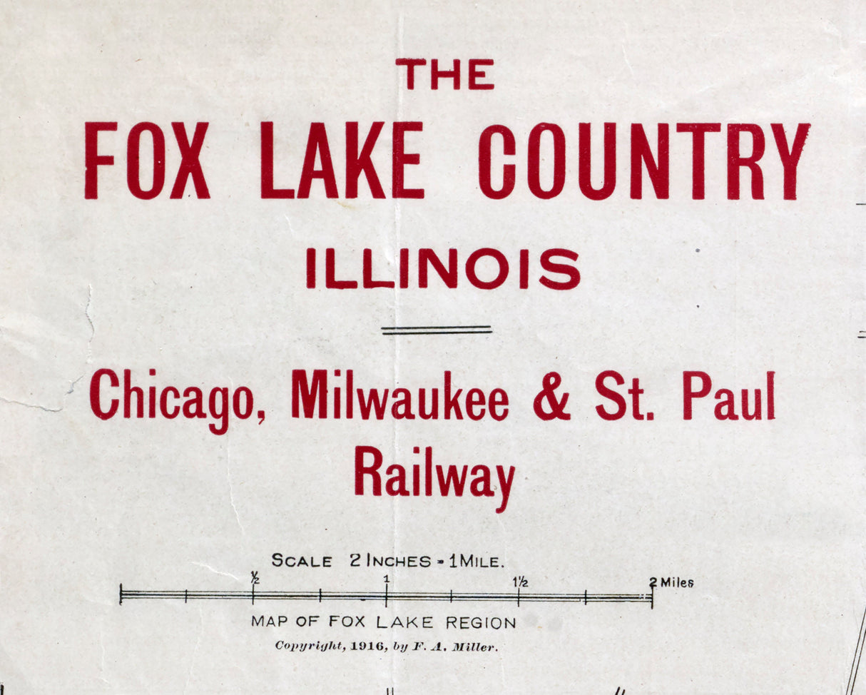 1916 Map of The Fox Lake Country Illinois