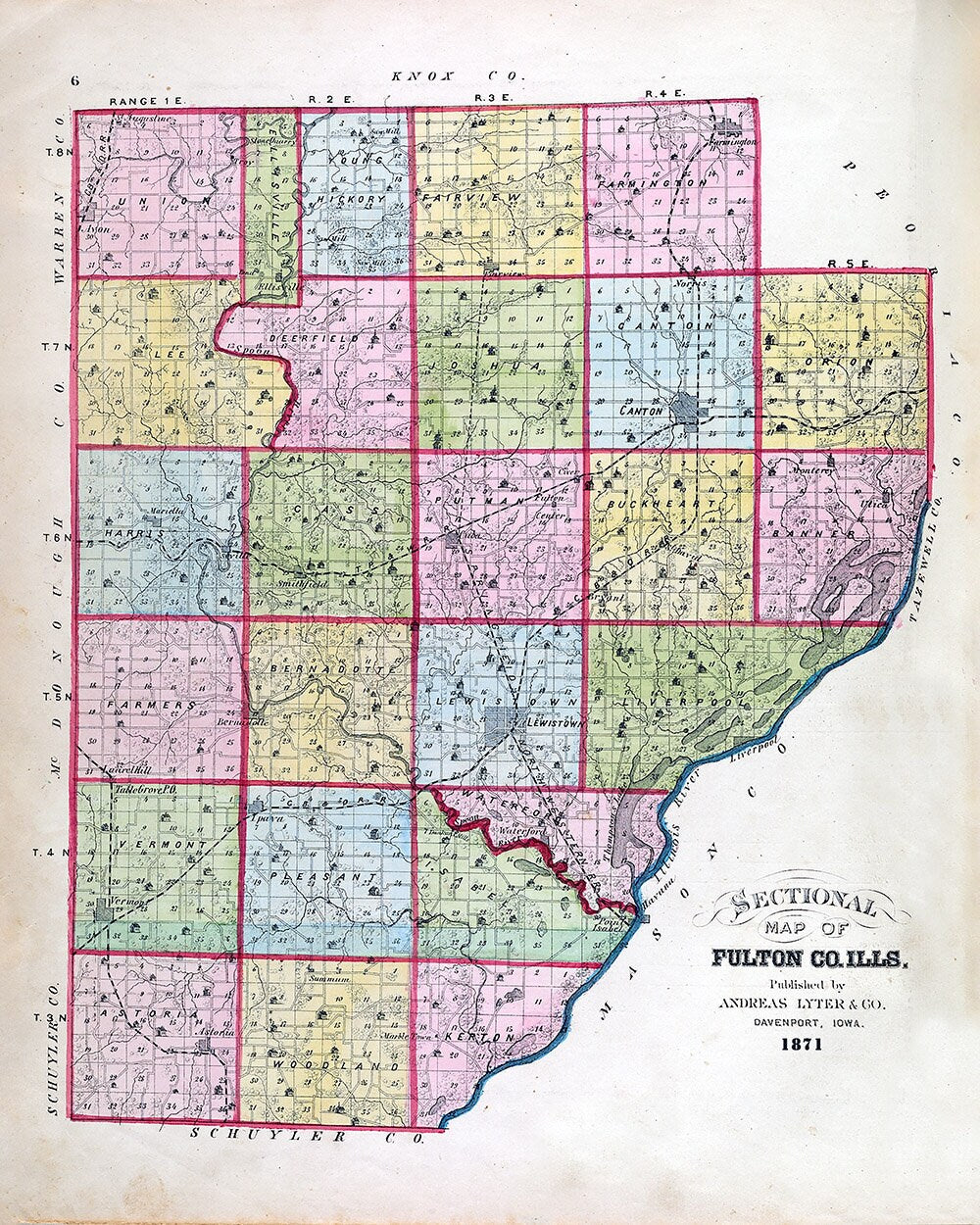 1871 Map of Fulton County Illinois