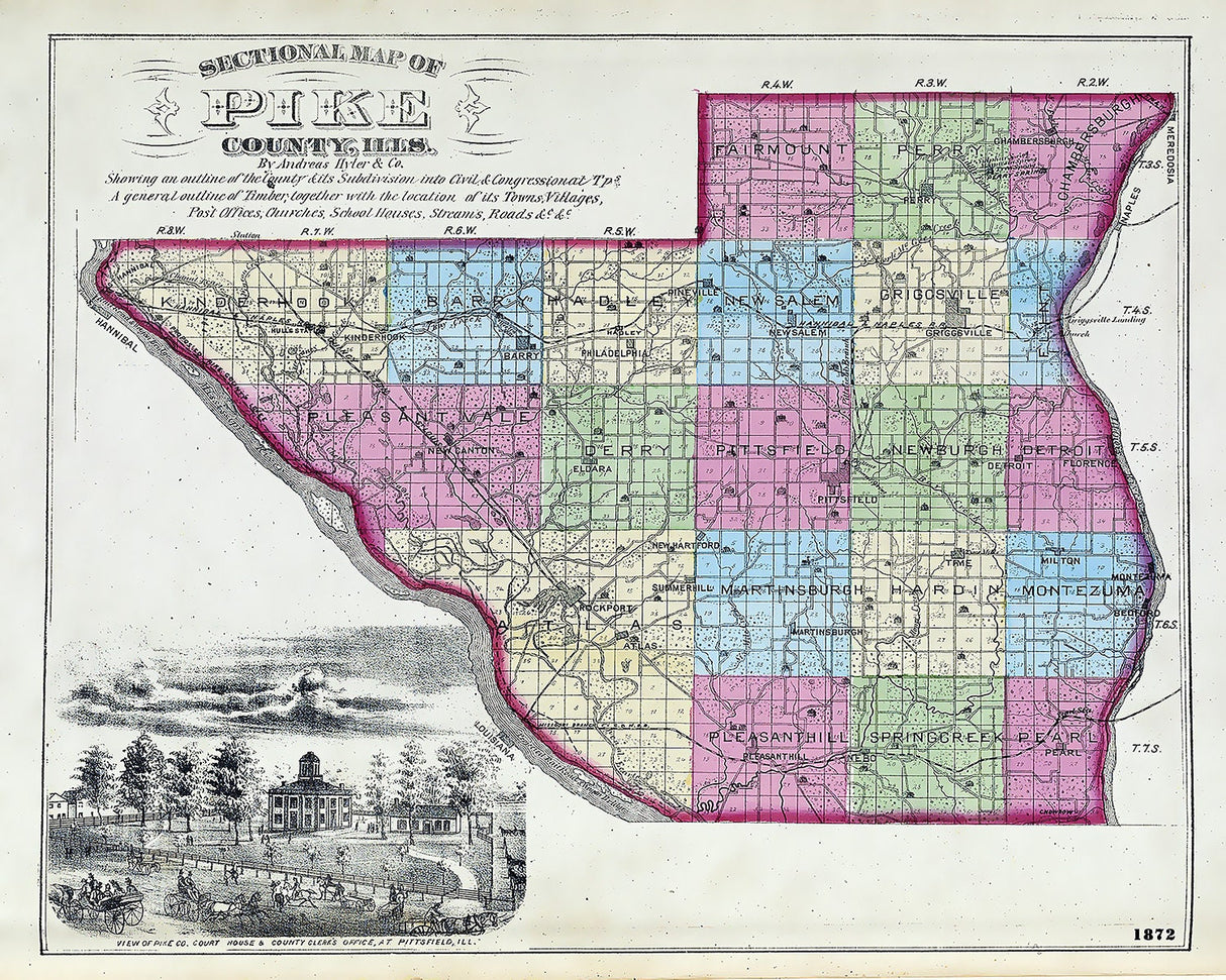 1872 Map of Pike County Illinois