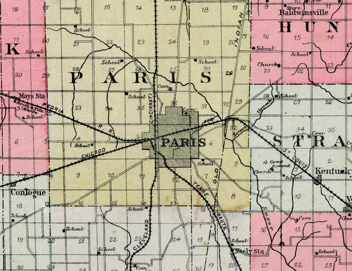 1894 Map of Edgar County Illinois