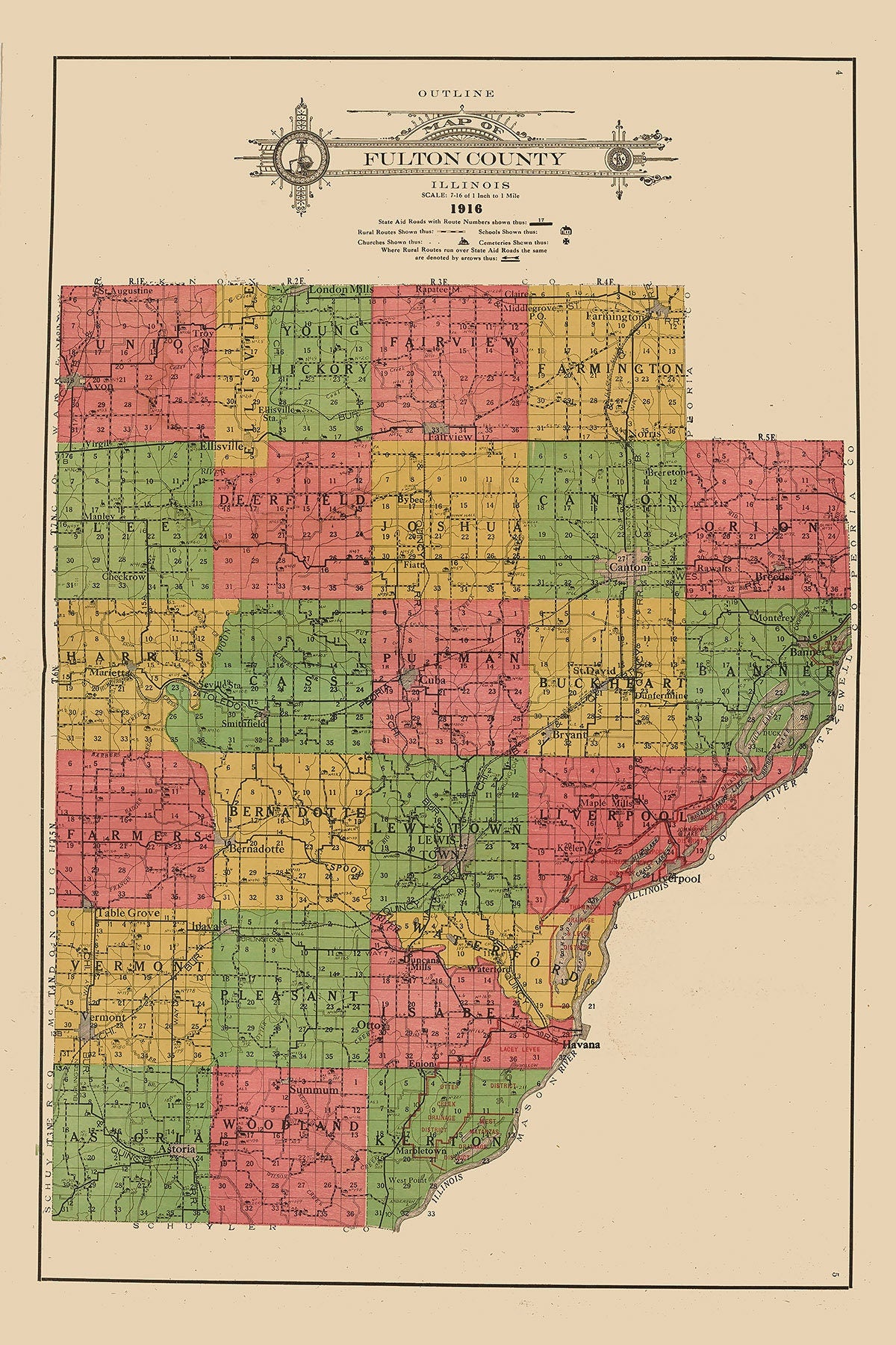 1916 Map of Fulton County Illinois