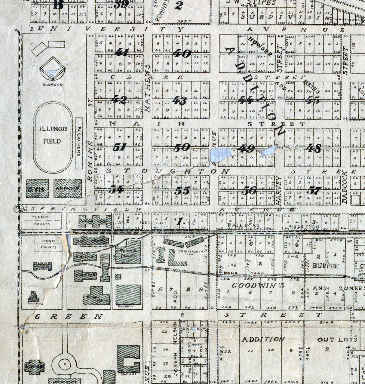 1916 Map of Urbana Illinois