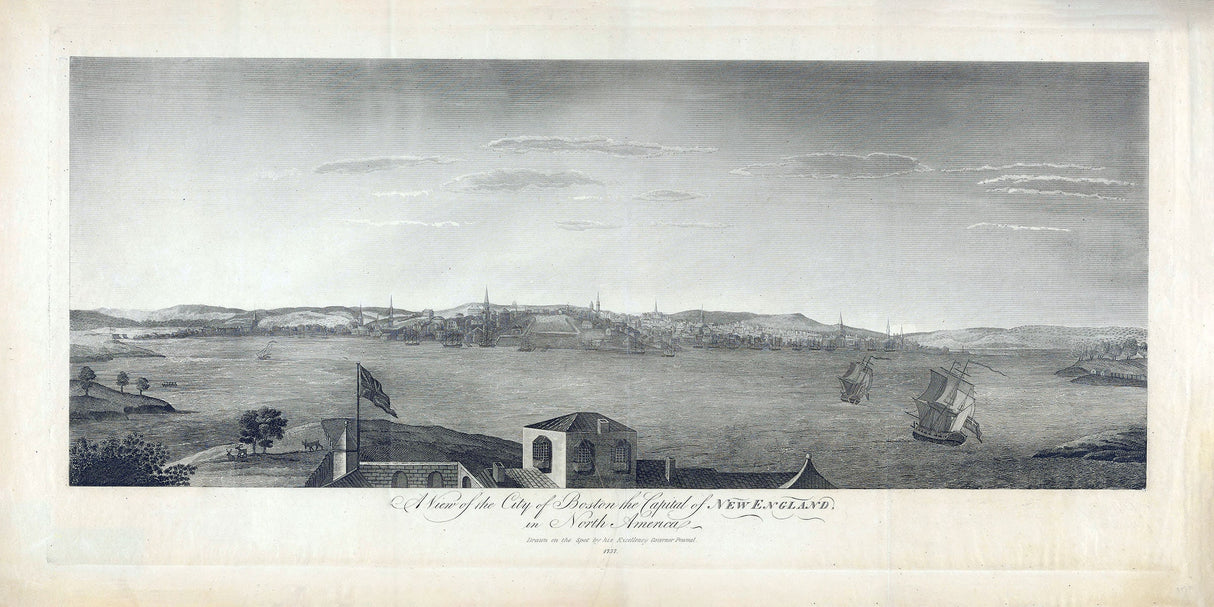 1757 Panoramic Map of Boston