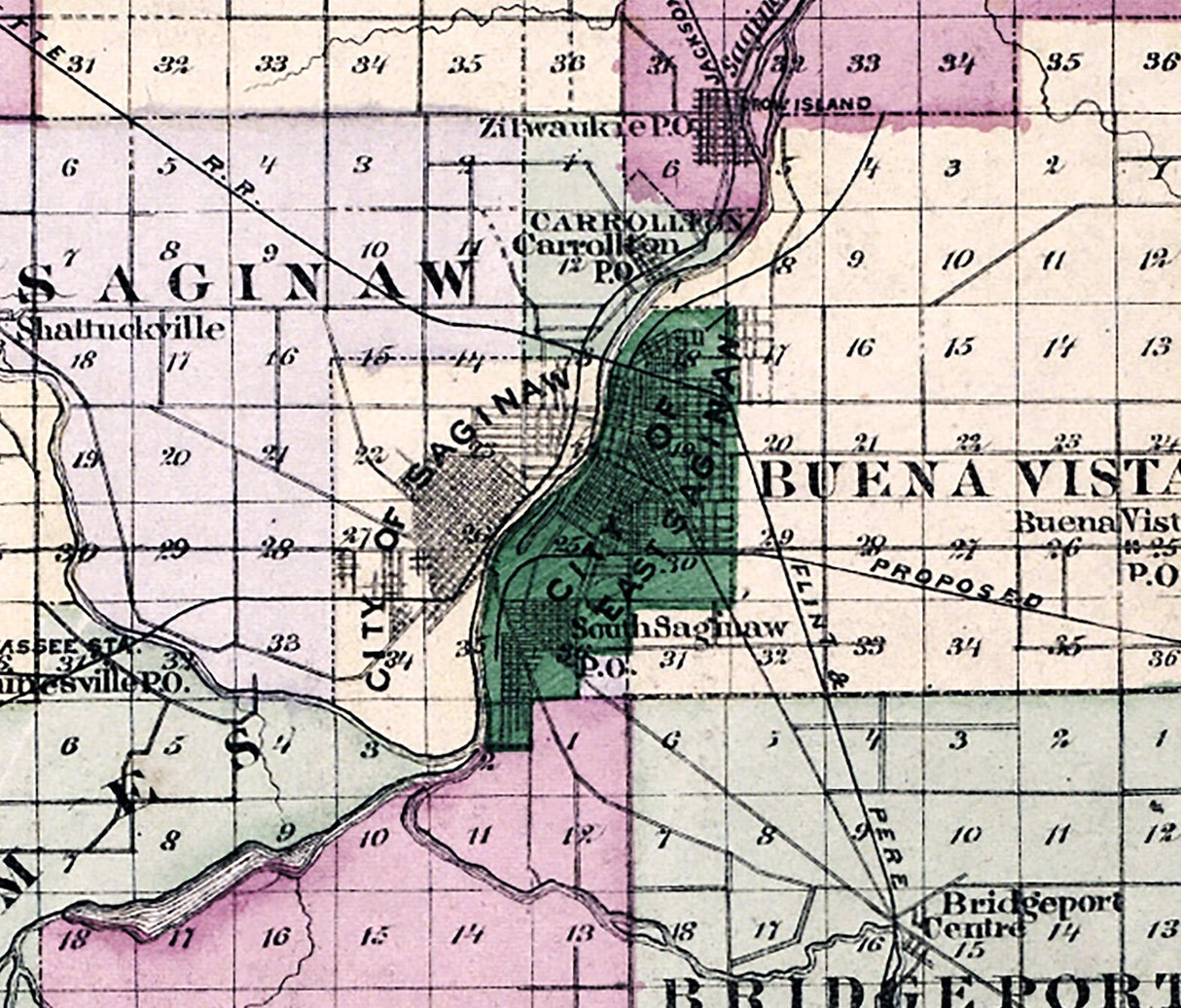 1877 Map of Saginaw County Michigan