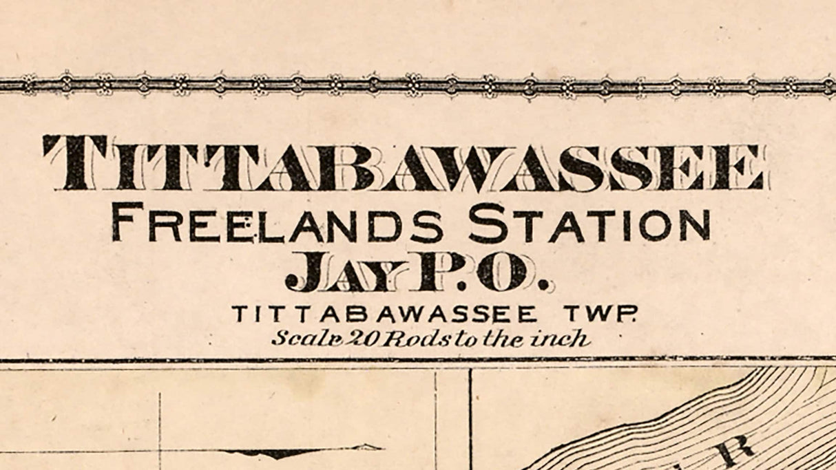 1877 Map of Tittabawassee Freelands Station Saginaw County Michigan