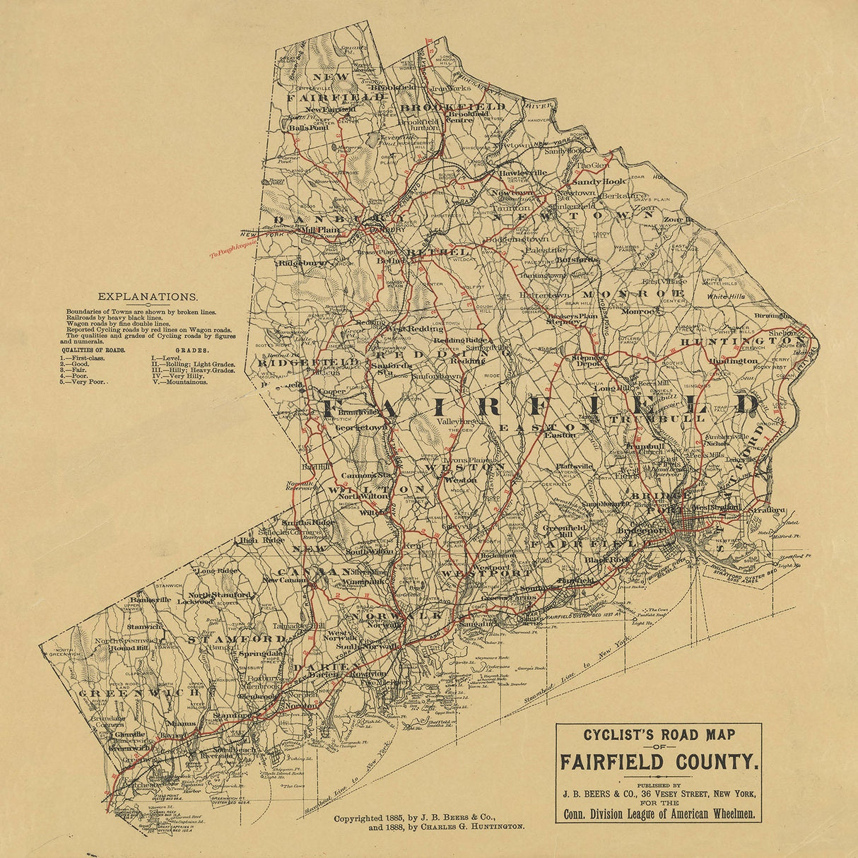 1888 Map of Fairfield County Connecticut