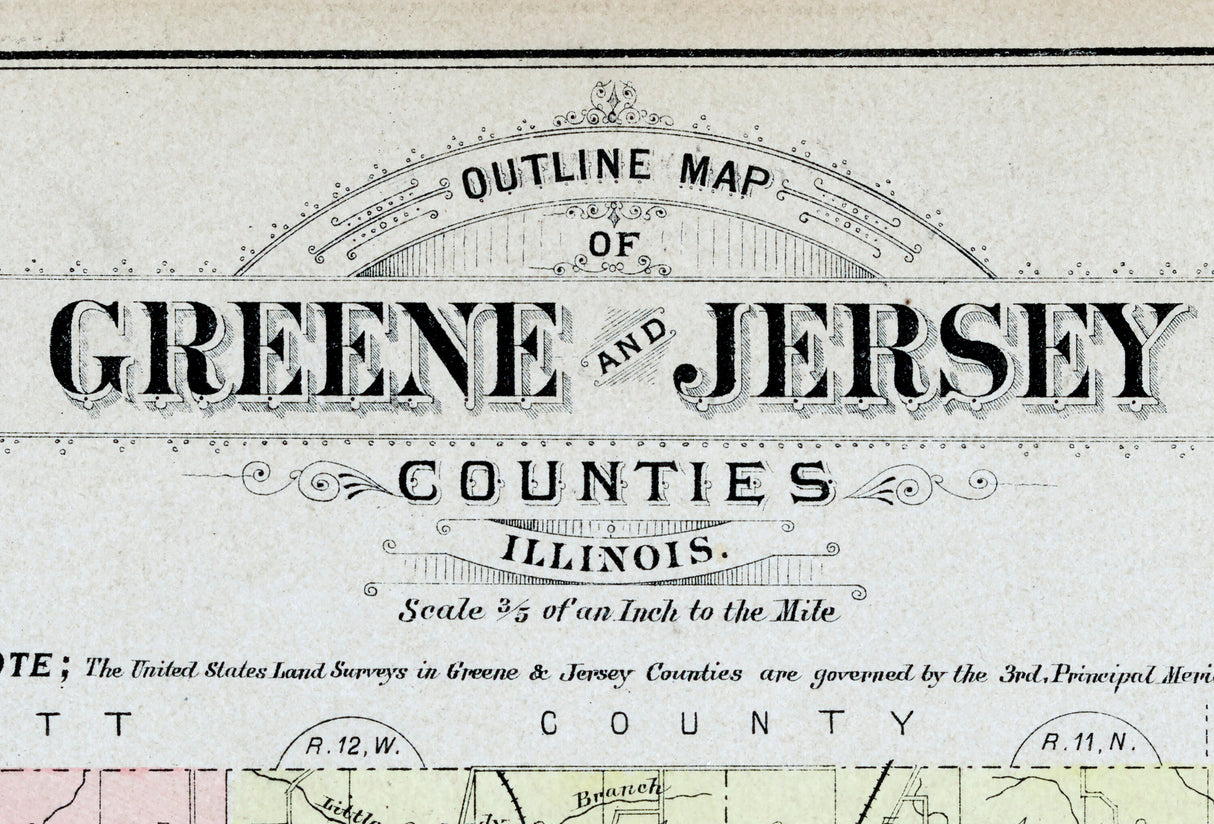 1893 Map of Greene and Jersey County Illinois