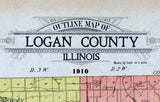 1910 Map of Logan County Illinois