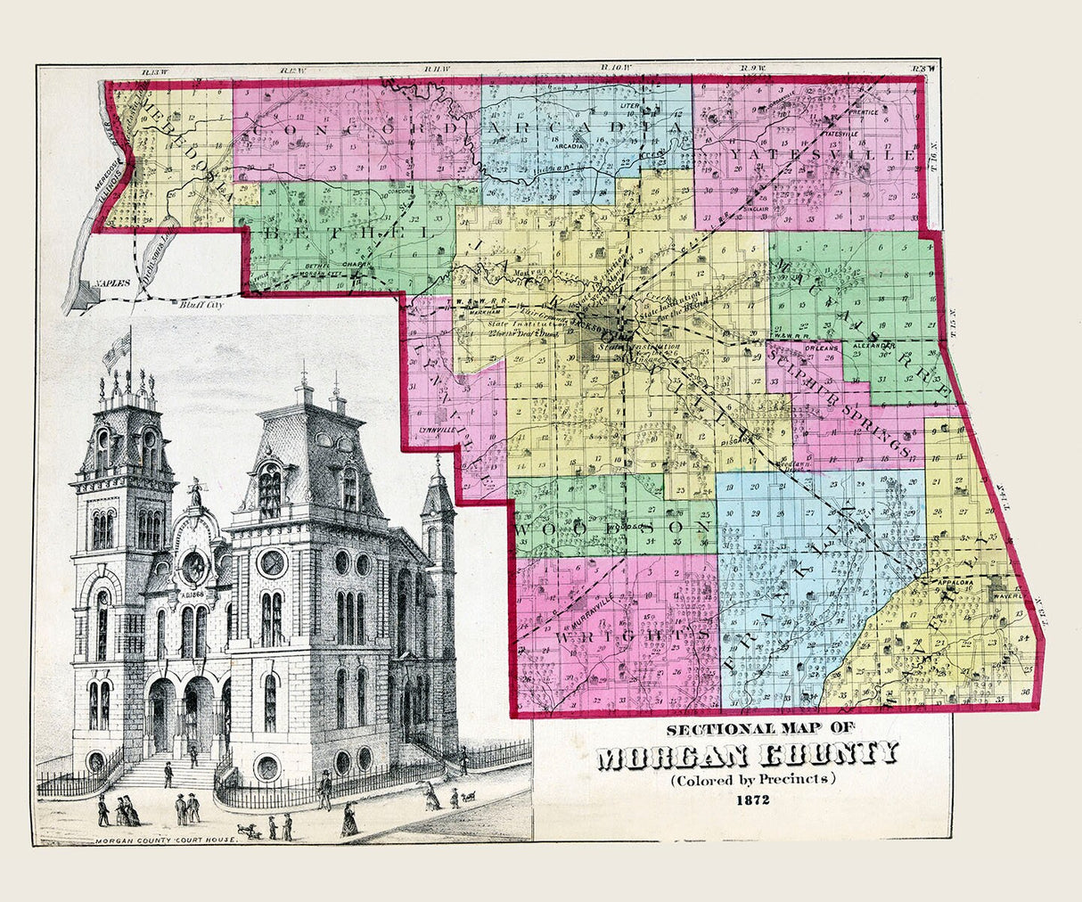 1872 Map of Morgan County Illinois